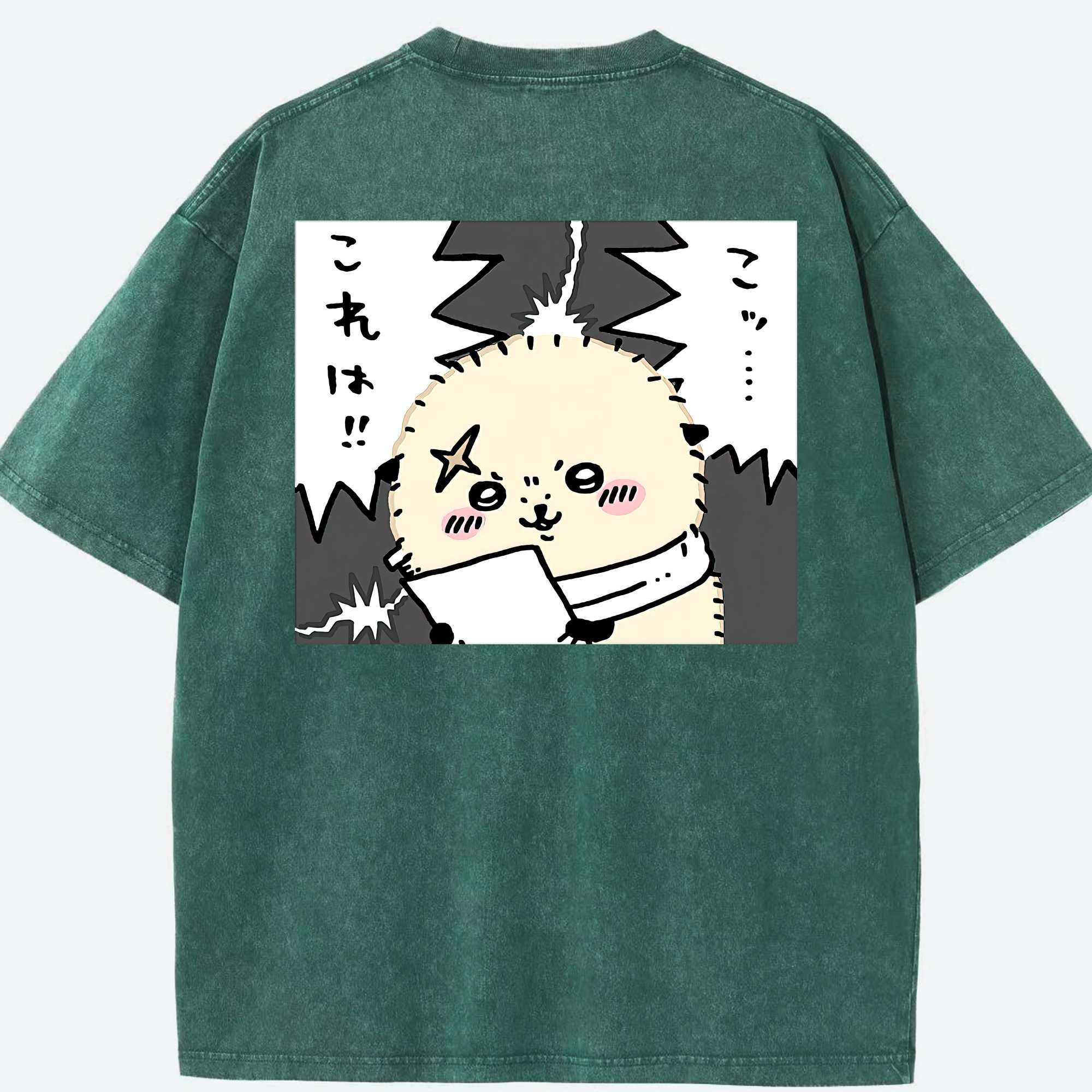 （画像用） ちいかわ ラッコ Chii-kawa Sea otter 綿100% ヴィンテージ風 半袖Tシャツ（背面プリント）